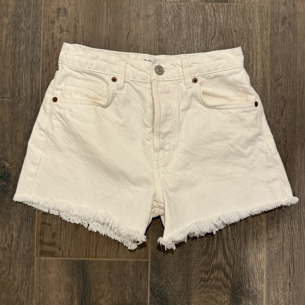 Reformation White Jean High Rise Shorts